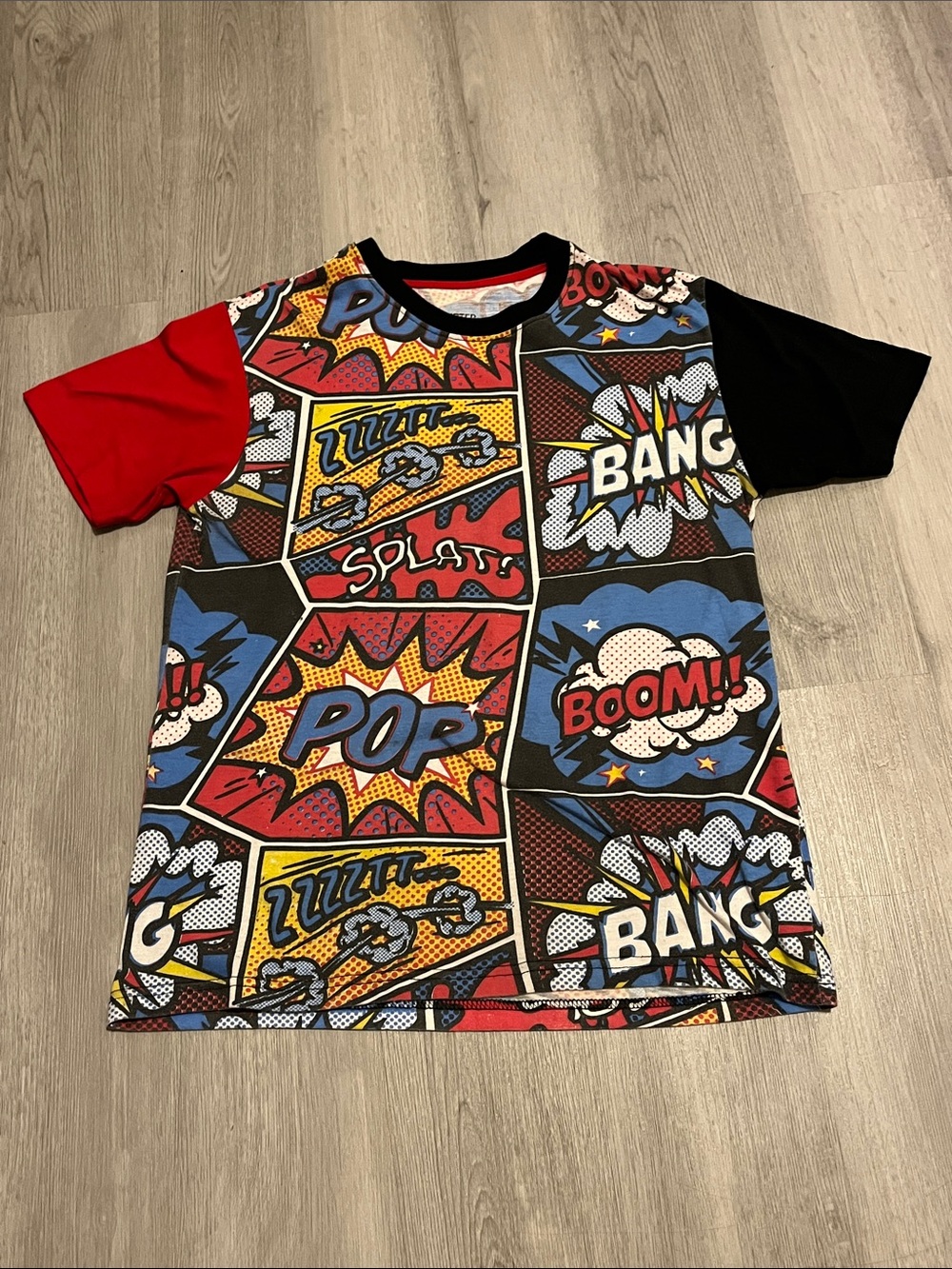 Mens Pop-Comic Short Sleeve Tee - Red, Black, Blue